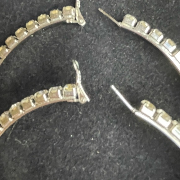 Large rhinestone hoop earrings 4” - Picture 2 of 5